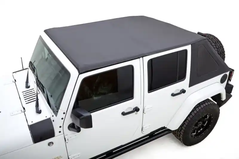 Fan Favorite Rugged Ridge 07-18 Jeep Wrangler JKU 4 Dr Black Diamond Stitch Cloth Voyager Top