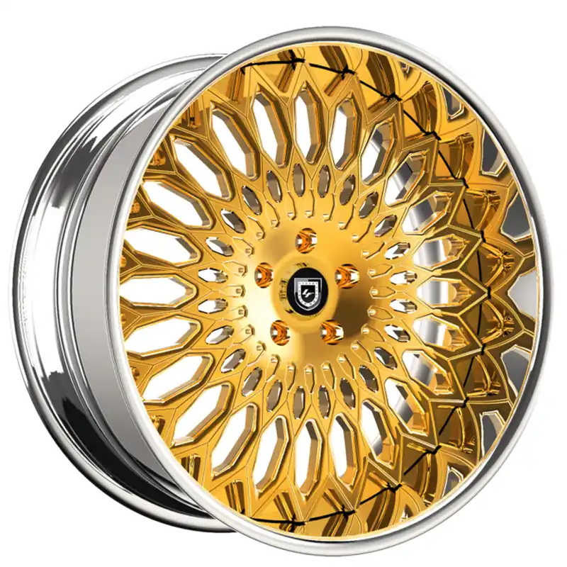 20/21" Lexani Forged Wheels LF-742 Petrus Gold over Chrome Face with Chrome Lip Rims Discount