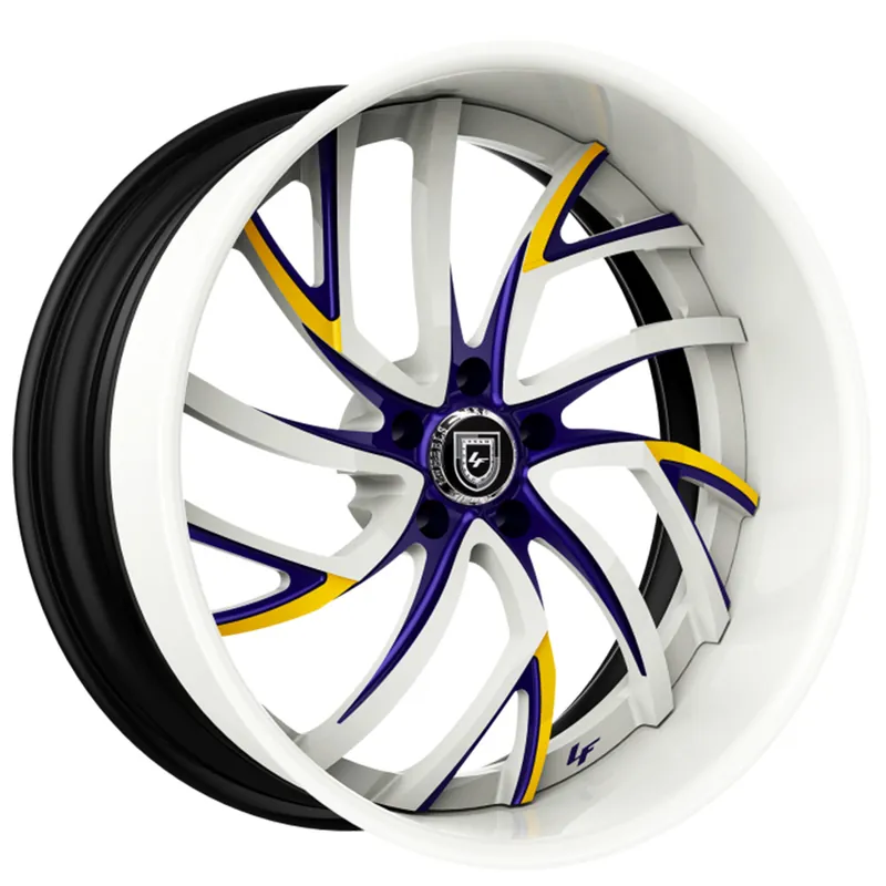 Super Sale 20/21" Lexani Forged Wheels LF-745 Calypso White with Dark Purple and Yellow Accents Rims