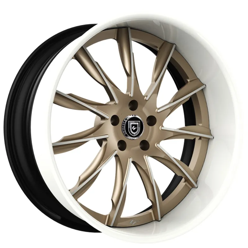 20/21" Lexani Forged Wheels LF-747 Viper Satin Champagne Gold Face with White Accents and Lip Rims Fresh Stock