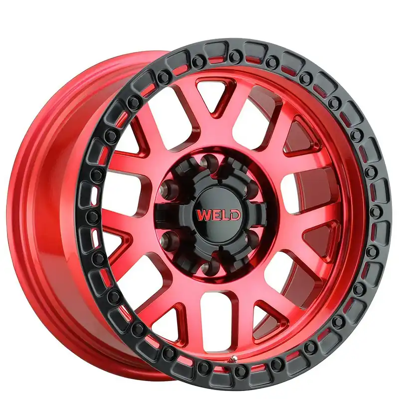 Today Only 17" Weld Off-Road Wheels Cinch W133 Candy Red with Satin Black Ring Rotary Forged Crossover Rims
