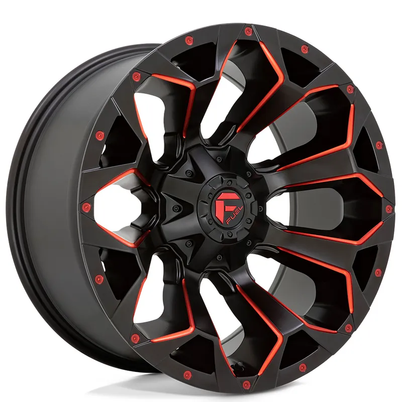 Direct From Manufacturer 18" Fuel Wheels D787 Assault Matte Black Milled with Red Tint Crossover Rims