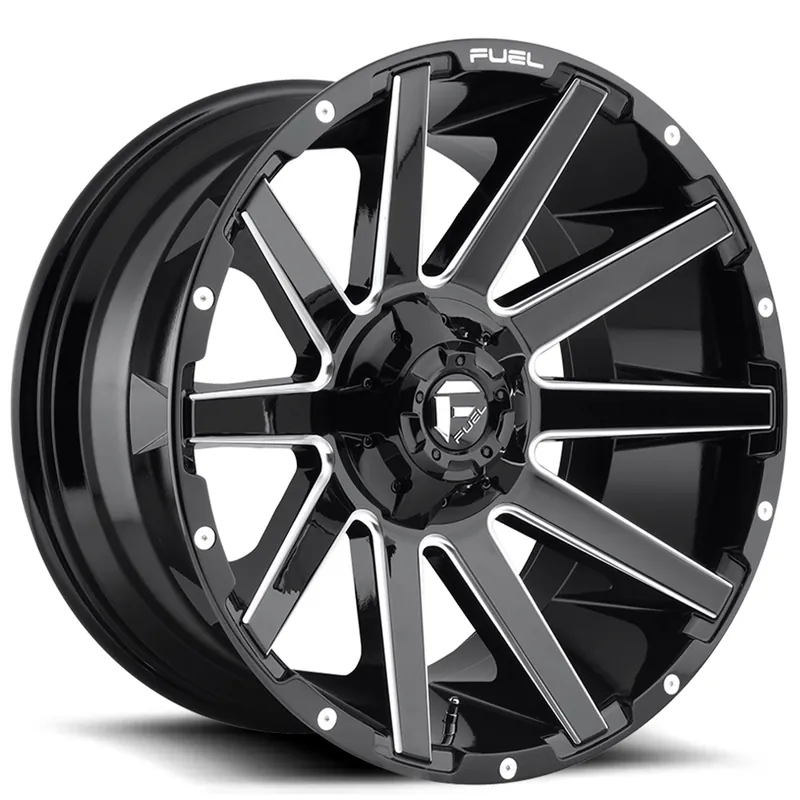 In Demand 22" Fuel Wheels D615 Contra Gloss Black Milled Crossover Rims
