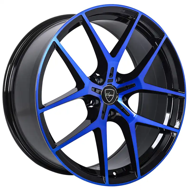 Premium 20" Elegant Wheels E017 Gloss Black with Candy Blue Face Polaris Slingshot / 3-Wheeler Rims