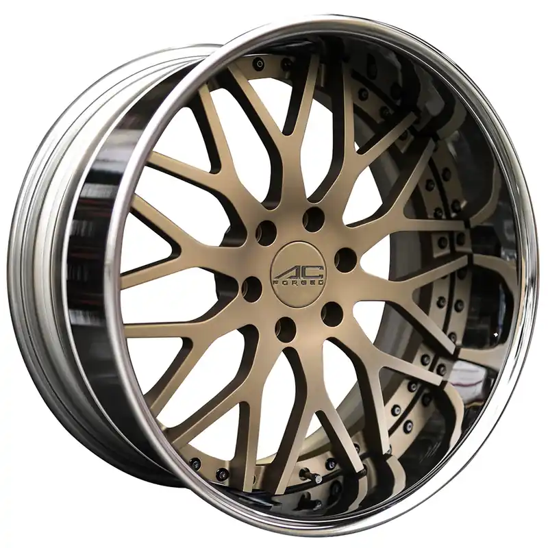 20/22" AC Forged Wheels ACF701 Matte Bronze with Chrome Lip Three Piece Polaris Slingshot / 3-Wheeler Rims Must Have