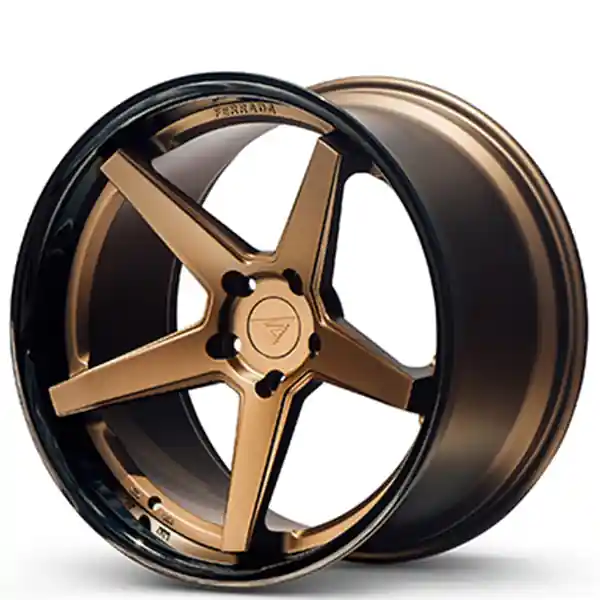 Crafted 22" Ferrada Wheels FR3 Matte Bronze with Gloss Black Lip Polaris Slingshot / 3-Wheeler Rims