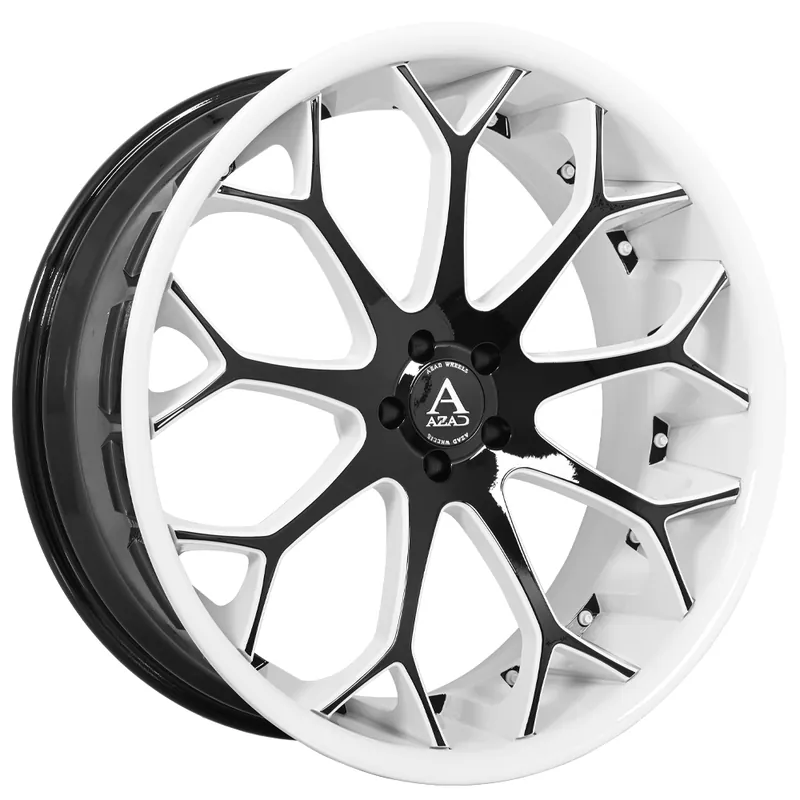 Discount 22" Azad Wheels AZ99 Custom White with Gloss Black Face Accents Polaris Slingshot / 3-Wheeler Rims