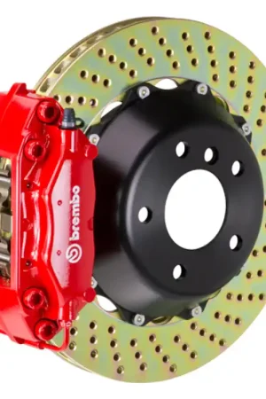Brembo 90-96 300ZX Rear GT BBK 4 Piston Cast 345x28 2pc Rotor Drilled-Red Trending