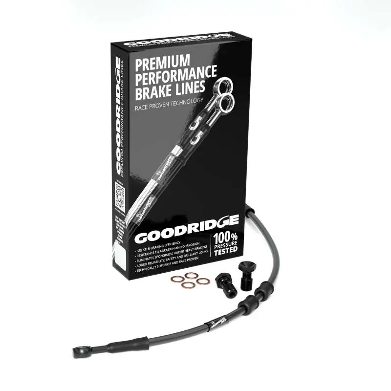 Crafted Goodridge 18-20 HD FXLR (w/ABS) -4in Black Brake Line Kit w/Black Fittings