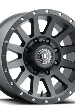 ICON Compression HD 18x9 8x165.1 12mm Offset 5.5in BS - Satin Black Wheel Money Back Guarantee