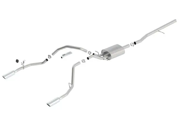 Borla 14 Silv/Sierra 1500 C/B S-Type Exhaust/2.75in Into Dual 2.25in Out 4in Tip Split Rear Exit Best Choice