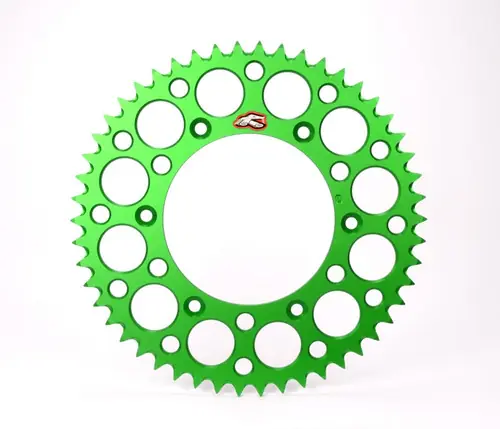 High Quality Renthal 92-05 Kawasaki KX 250 2-Stroke/ KLX650/R Rear Grooved Sprocket - Green 520-49P Teeth