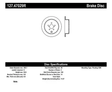 Certified StopTech 08-10 Impreza WRX (Exc STi)/08-10 Impreza Coupe/Sedan Slotted & Drilled Right Rear Rotor