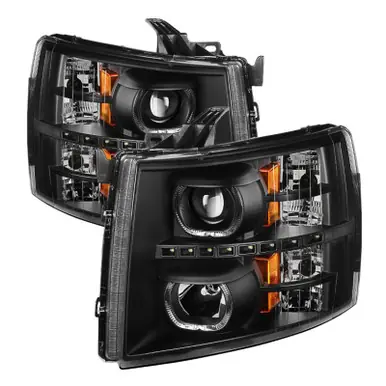 Viral Xtune Chevy Silverado 1500/2500/3500 07-13 LED Halo Projector Headlights Black PRO-JH-CSIL07-CFB-BK - 9032189