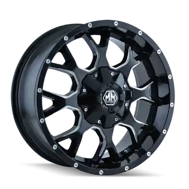 Sale Mayhem 8015 Warrior 18x9 / 5x114.3 BP / -12mm Offset / 87mm Hub Black w/ Milled Spokes Wheel - 8015-8956M